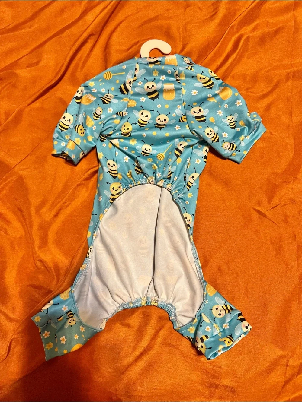 Playful Bee-Print Dog Onesie in Green